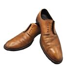 Cole Haan Mens 10 Brown Leather Derby Plain Toe Tan Walnut Oxford C11432 No Lace