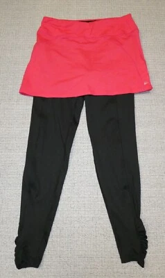 Saia esportiva feminina meia-calça elástica vermelha/preta com saia anexada tamanho M - Imagem 1 de 2