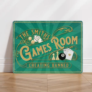 Games Room Gaming Card Snooker Pool Hotel Personalised Aluminium Metal Sign - Picture 1 of 6