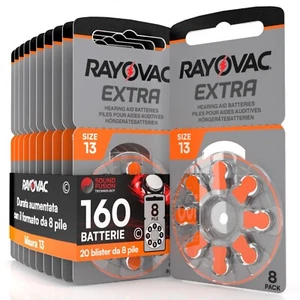 160 Batterie PILE RAYOVAC Extra 13 per Apparecchi Acustici PROTESI udito PR48 - Foto 1 di 5