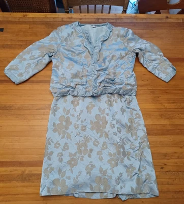 Traje Chaqueta Falda Vintage Años 60 ROYAL LYNNE Azul Sedoso ~ 16 ~ Noche Cóctel Foto 1 de 4