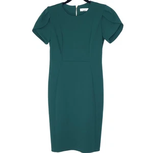 CALVIN KLEIN Scuba Crepe Sheath Dress Petal Sleeve Malachite Green Women's 4P - Picture 1 of 11
