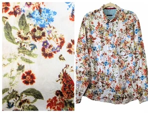 Visconti Mens Size XL Fall Floral Button Front 100% Cotton Flip Cuff L/S Shirt - Picture 1 of 10