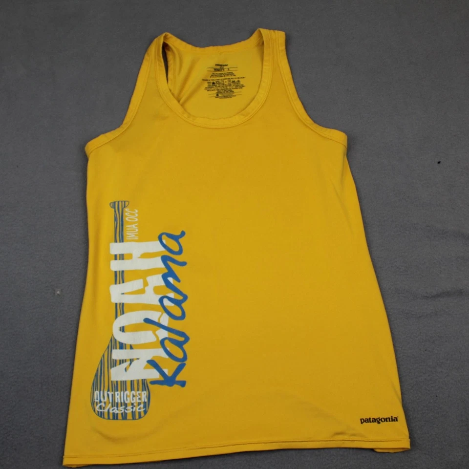 Camiseta sin mangas Patagonia para mujer pequeña amarilla NOAH Kalama Outrigger gráfico espalda deportiva Foto 1 de 4