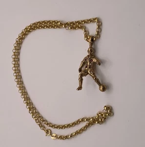 9ct Gold Necklace With Footballer Pendant - Diamonds And Rubies - 12g - Picture 1 of 6
