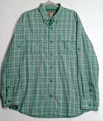 Duluth Trading Mens Vented Plaid Shirt XL Green Nylon Blend Outdoor Fishing Hike Foto 1 de 4