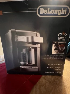 DeLonghi Programmable 12 Cup Drip Coffee Maker Front Access Black DCF2212T NIB - Image 1 of 4