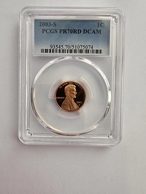 2003 S PR70 RD DCAM LINCOLN MEMORIAL PENNY/CENT GRADED PCGS 1C S MINT CLAD COIN - Image 1 of 4