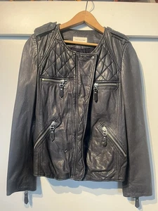 ISABEL MARANT ETOILE Midnight Leather Quilted Moto Jacket Size 40/ US Med - Picture 1 of 5