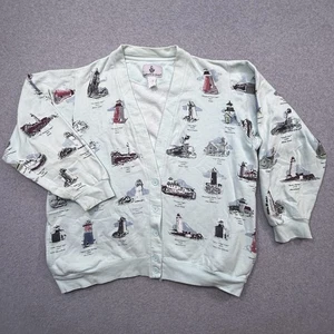 Vintage Women's Cardigan State Light Houses Graphic Sweatshirt Size XXL - Picture 1 of 8
