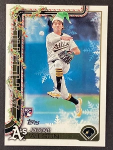 2025 Topps Holiday Image Variation SP #4 Jacob Wilson RC A's Athletics Elf Hat - Imagen 1 de 2