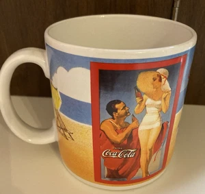 Vintage 1990 Coca Cola Beach Scene Through The Years Coffee Mug Tea Cup - Picture 1 of 4