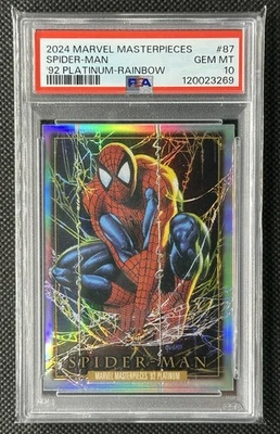 2024 Marvel Masterpieces '92 Platinum Spider-Man Rainbow #87 PSA 10 - Image 1 of 2