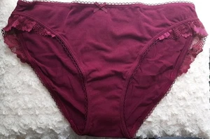 New Victoria's Secret Burgundy color cotton/modal Lace Bikini panty, SZ XL - Picture 1 of 4