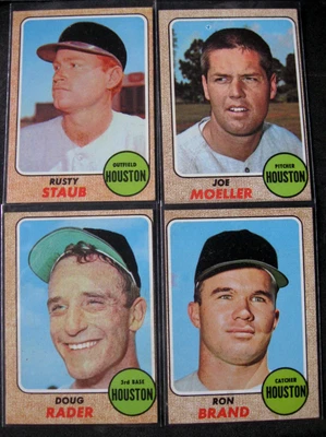 HOUSTON ASTROS 4-CARD VINTAGE LOT 1968 Topps STAUB/MOELLER/RADER/BRAND NM-MINT - Image 1 of 2