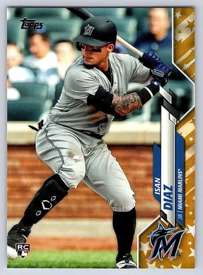 2020 Topps Factory Set Gold Stars #278 - Isan Diaz - Miami Marlins - Image 1 of 2