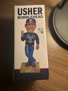 Usher Atlanta Braves Bobblehead Giveaway 6-18-25 Box Got Wet On Bottom Shown - Picture 1 of 7
