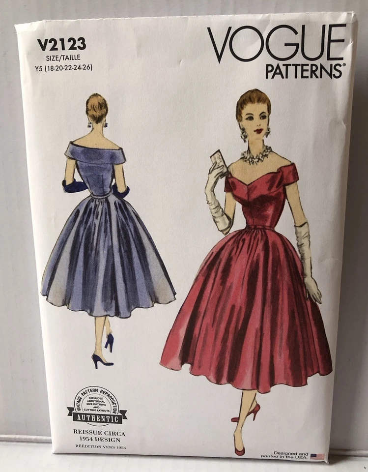 Vogue Patterns V2123 Misses 1950s Evening Dress Sizes  18-26 New Uncut. - Image 1 of 2