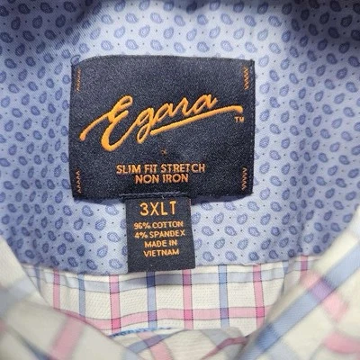 Camisa de vestir para hombre EGARA algodón con botones delanteros talla 3XLT ajustada elástica nueva sin planchar Foto 1 de 4
