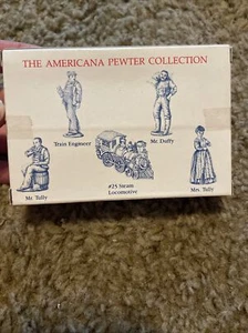 THE AMERICANA PEWTER COLLECTION NIB #AH30 1993 5 - MINI LOCOMOTIVE & 4 PEOPLE - Imagen 1 de 9