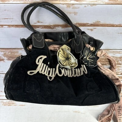 Juicy Couture Vintage Daydreamer Tote Bag Black Ribbon Bow Y2K Purse - Flaking - Image 1 of 4