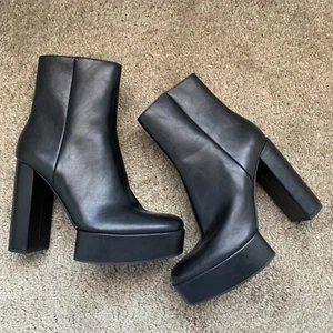 New Zara Platform Black Ankle Boots 3153/810 Size 9 RARE - Picture 1 of 7