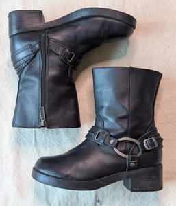 Stivali da motociclista casual Harley Davidson donna Christa neri in pelle imbracatura zip 9 - Foto 1 di 12