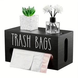 Trash Bag Holder Wooden Trash Bag Dispenser Roll Holder Trash Bag Organizer = - Picture 1 of 14