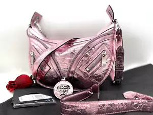 AUTHENTISCH NEU MIT ETIKETT $ 1850 Versace La Medusa Repeat Metallic Leder Oberteil Griff Umhängetasche - Bild 1 von 20