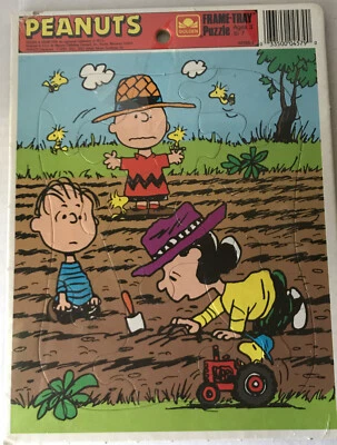 Vintage Peanuts Frame-Tray Puzzle Golden NEW Garden Lucy Linus Charlie Brown - Image 1 of 3