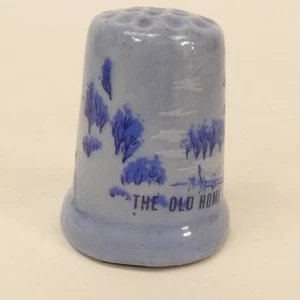 Currier and Ives Collectible Ceramic Thimble The Old Home Sterd in Winter KHJ#P - Picture 1 of 11