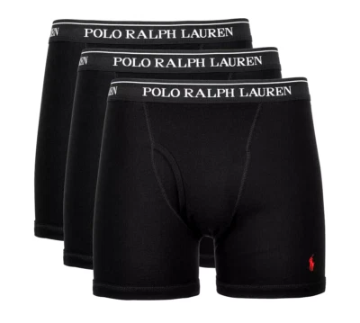 3 Polo Ralph Lauren Boxer Briefs BLACK Classic 3 Pack Cotton Underwear $49 SALE - Image 1 of 3