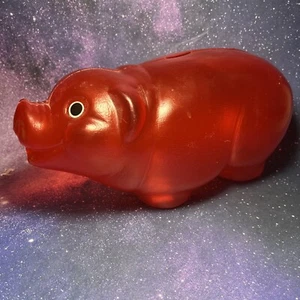 Kunststoff Rot Schwein Sparschwein Blasform 11" Vintage - Bild 1 von 6
