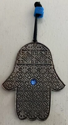 MANO MARROQUÍ HAMSA HAND Tono Plata Grabado Colgante 3"x4" REGALO Foto 1 de 3