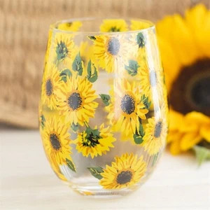 Sunflower Print Stemless Glass - Picture 1 of 5
