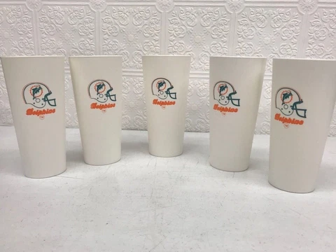 Vintage Miami Dolphins Plastic Tumblers, Set of 5 Cover