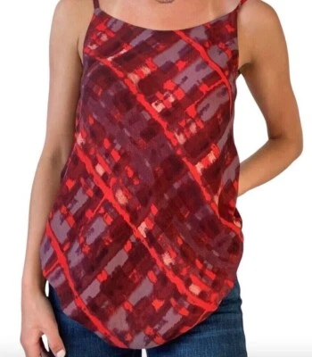Blusa sin mangas Cabi #3086 Mediana Cherish Cami Rojo Granate Estampado Gasa en Capas Foto 1 de 4