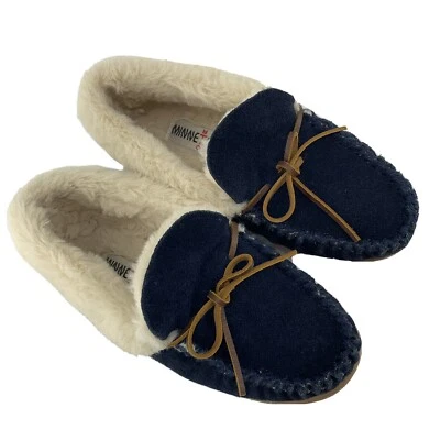Mocasín Casa Minnetonka Allie Jr Trapper Zapatillas Cuero Talla 6 Azul Marino Foto 1 de 4