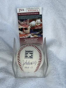 John Smoltz Atlanta Braves Signed Hall of Fame Logo Baseball with HOF 15 Insc - Picture 1 of 2