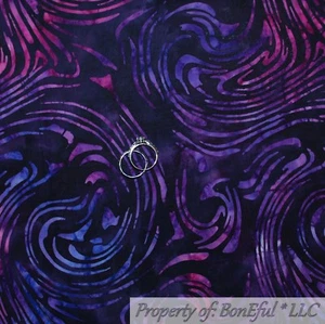 BonEful FABRIC FQ Cotton Quilt Navy Blue Purple Pink BALI BATIK Swirl Tonal SALE - Picture 1 of 15