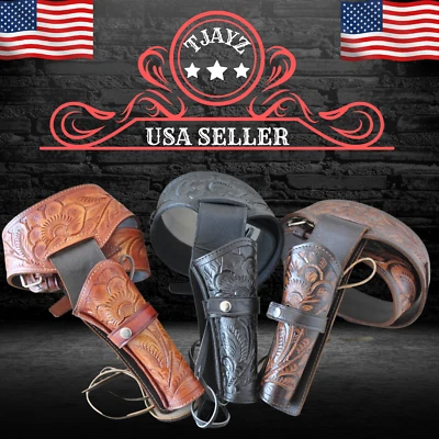 *OUTLAW* USA SELLER 44/45 Holster Pistol Belt SASS LEATHER Western RIG Cowboy - Image 1 of 4