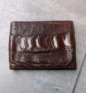 Portafoglio vintage Busby vera pelle gamba di struzzo bifold R.S.A Sudafrica marrone - Foto 1 di 17