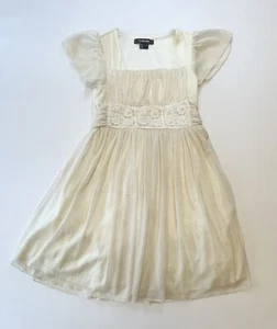 My Michelle Girls Party Dress Cream Color Sparkle Sz 7 Beaded Sash - Picture 1 of 10