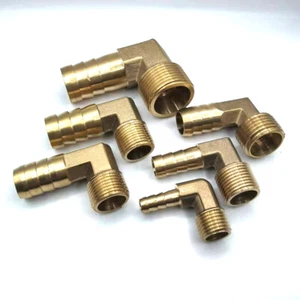 Brass Pipe Fitting BSP Male Elbow Barb Hose Tail Connector Fuel Water Gas Tubing - Picture 1 of 2