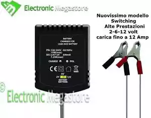 CARICABATTERIA PER BATTERIA AL PIOMBO 2v 6v 12v CON LED INDICATORE CARICA - Foto 1 di 1