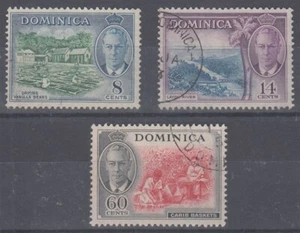 DOMINICA 1951 KGVI DEFIN PICTORIALS 8c, 14c, 60c USED (ID:779/D65271) - Picture 1 of 1