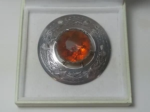 Antique Scottish Revival Hallmarked Silver Kilt/Cloak Pin Large Stone 1898, 6cms - Picture 1 of 13