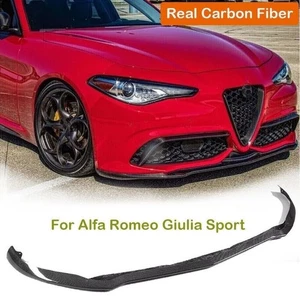 For Alfa Romeo Giulia Sport Sedan 2016+ Carbon Fiber Front Bumper Lip Spoiler - Foto 1 di 1