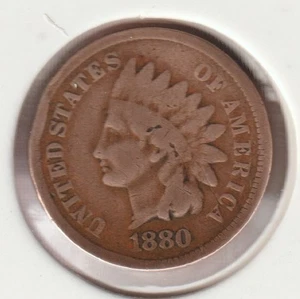 1880 Native American Indian Head Penny US Coin Collection Cent - 145 Year's Old! - Picture 1 of 2