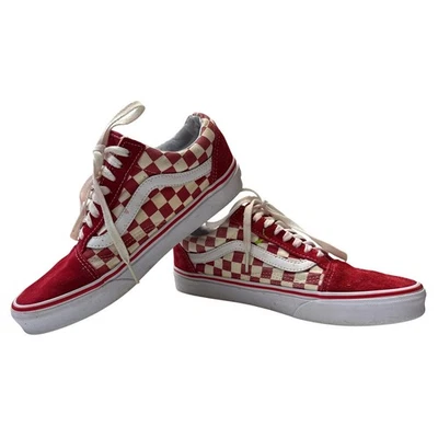 Vans Old Skool Primary Check Red White Women's 7.5 - Image 1 of 4